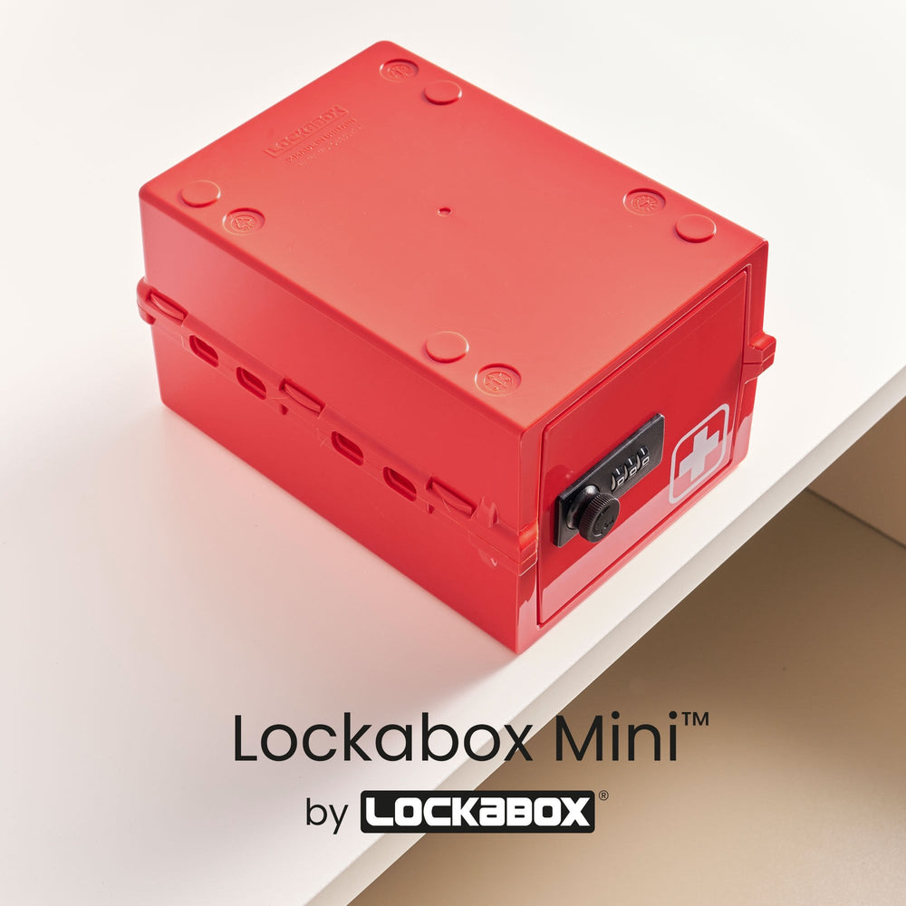 Mini Medi Secure Storage Box – Red – Lockabox-Lockabox®-Plastic Box Shop