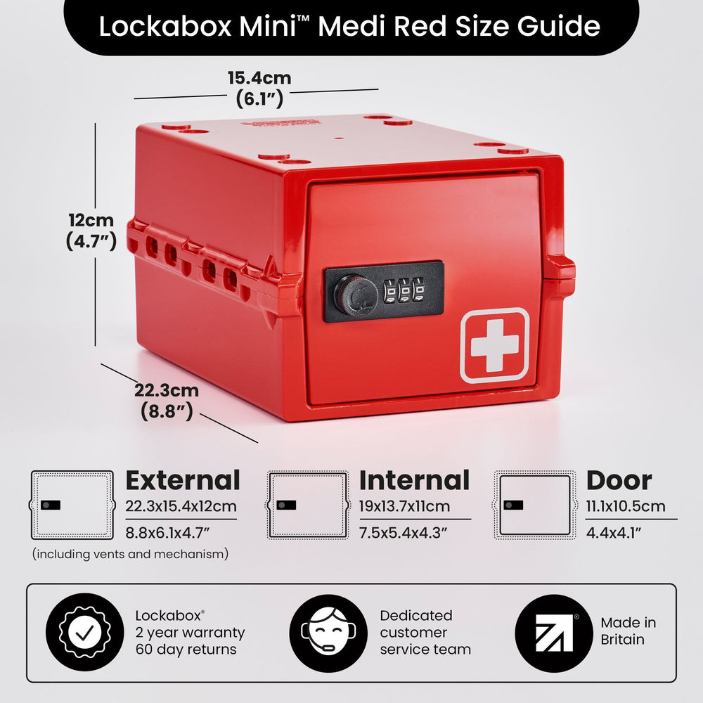 Mini Medi Secure Storage Box – Red – Lockabox-Lockabox®-Plastic Box Shop