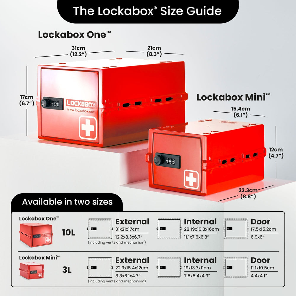 Mini Medi Secure Storage Box – Red – Lockabox-Lockabox®-Plastic Box Shop