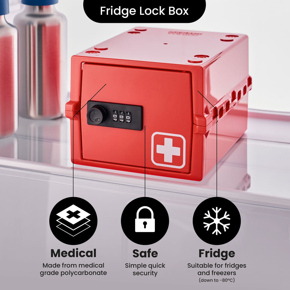 Mini Medi Secure Storage Box – Red – Lockabox-Lockabox®-Plastic Box Shop