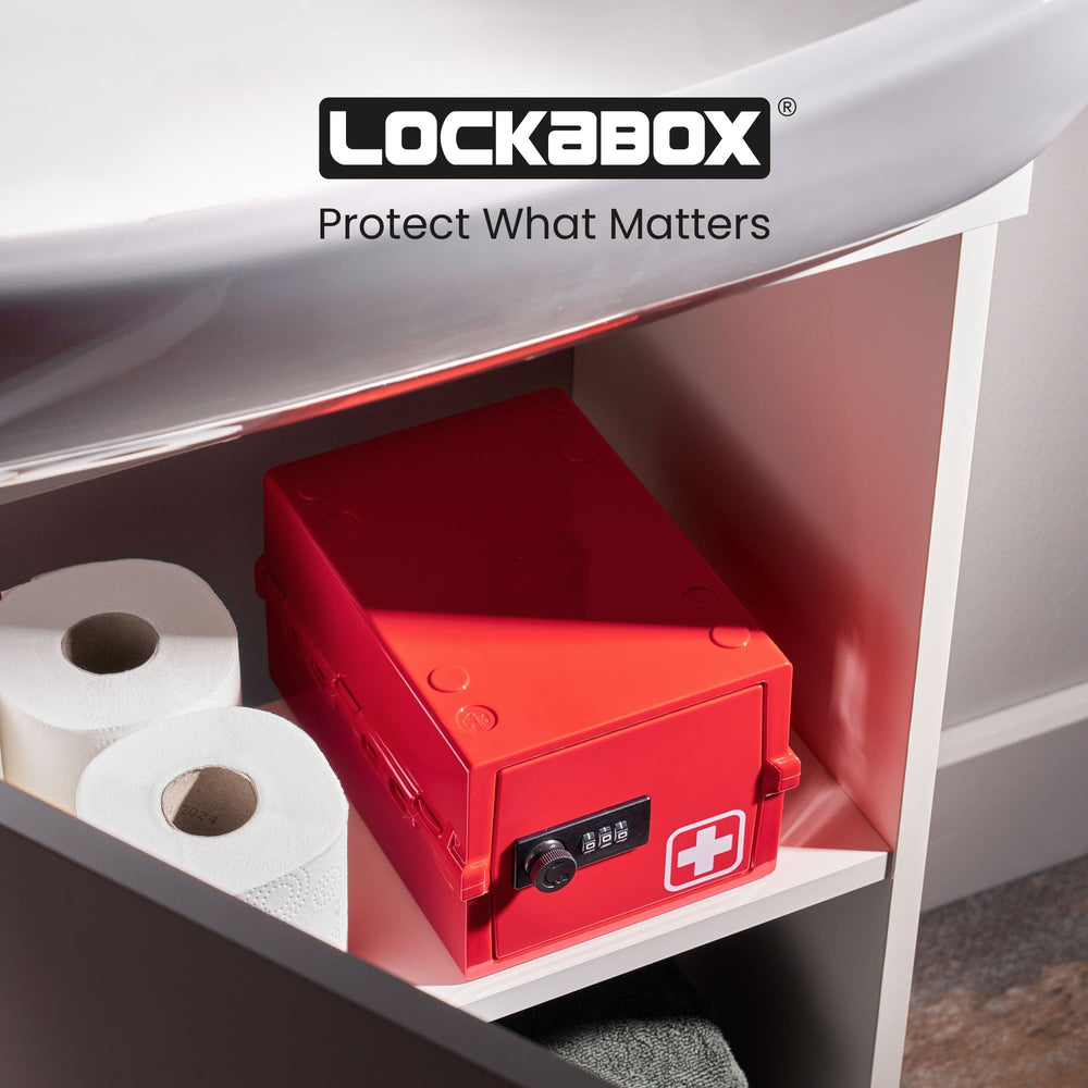 Mini Medi Secure Storage Box – Red – Lockabox-Lockabox®-Plastic Box Shop