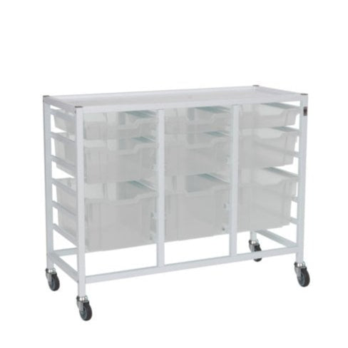 Treble Column Medical Trolley Set with Trays-Gratnells-Clear-GRMWSET20302541202020-A-Plastic Box Shop