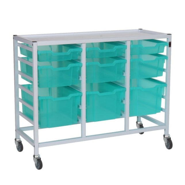 Treble Column Medical Trolley Set with Trays-Gratnells-Kiwi tint-GRMWSET20302541292929-A-Plastic Box Shop