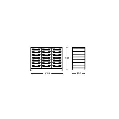 Science Bench Height Treble Frame with 21 Shallow Trays-Gratnells-Plastic Box Shop