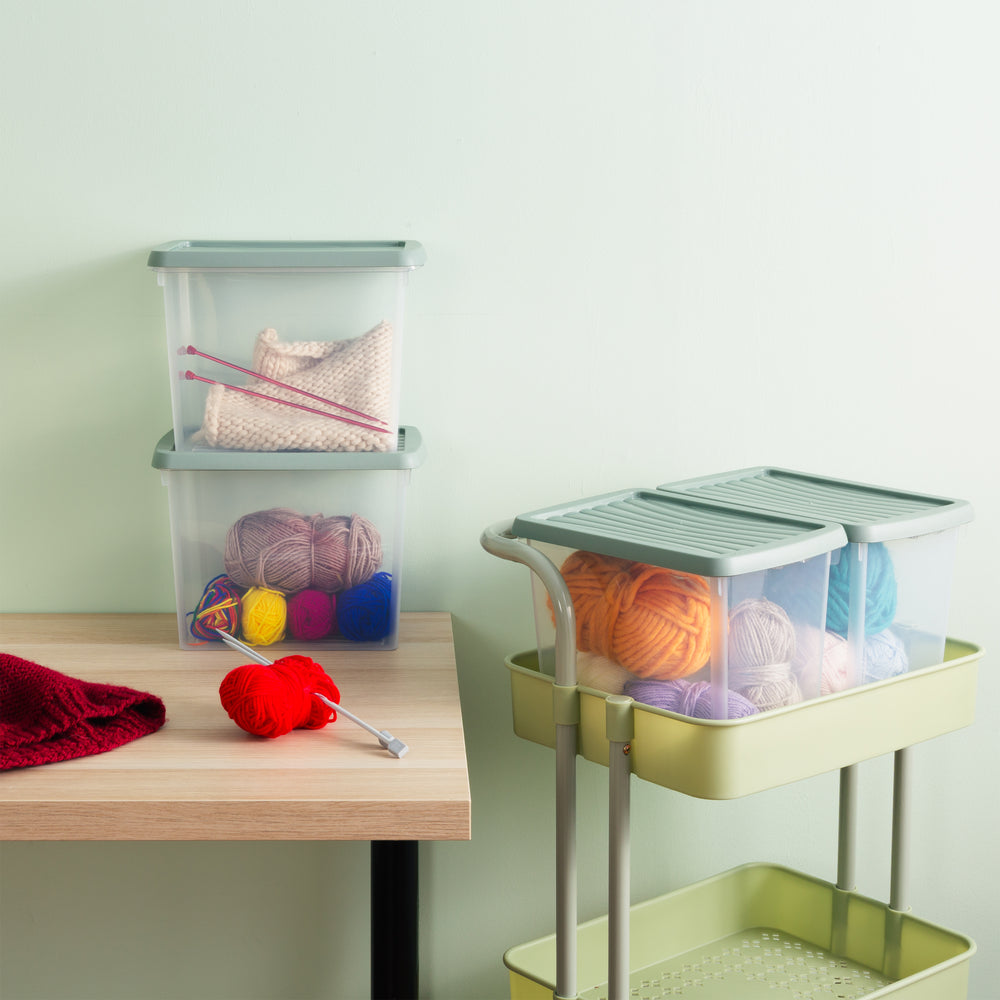 Set of 4 - 6.7 Litre Wham Plastic Storage Boxes with Mixed Coloured Lids - 13114-Wham-Plastic Box Shop