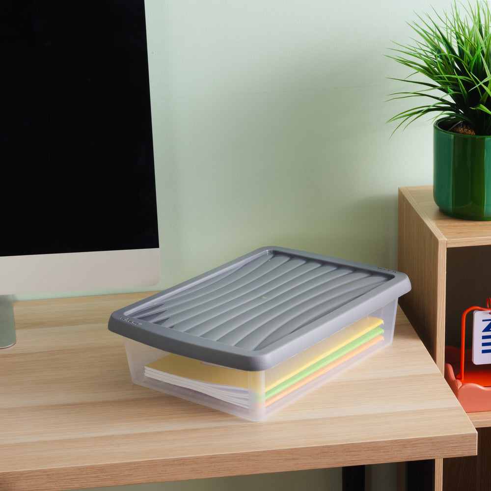 8 Litre A4 Storage Box with Steel Lid (17705)-Wham-Plastic Box Shop