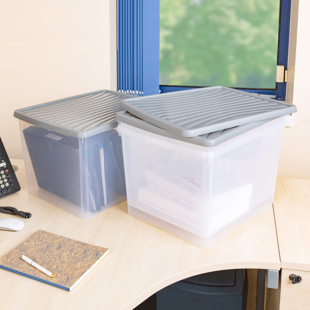 Pack of 3 x 50L A4 Lever Arch Archiving File Storage Boxes with Lids-Wham-Plastic Box Shop