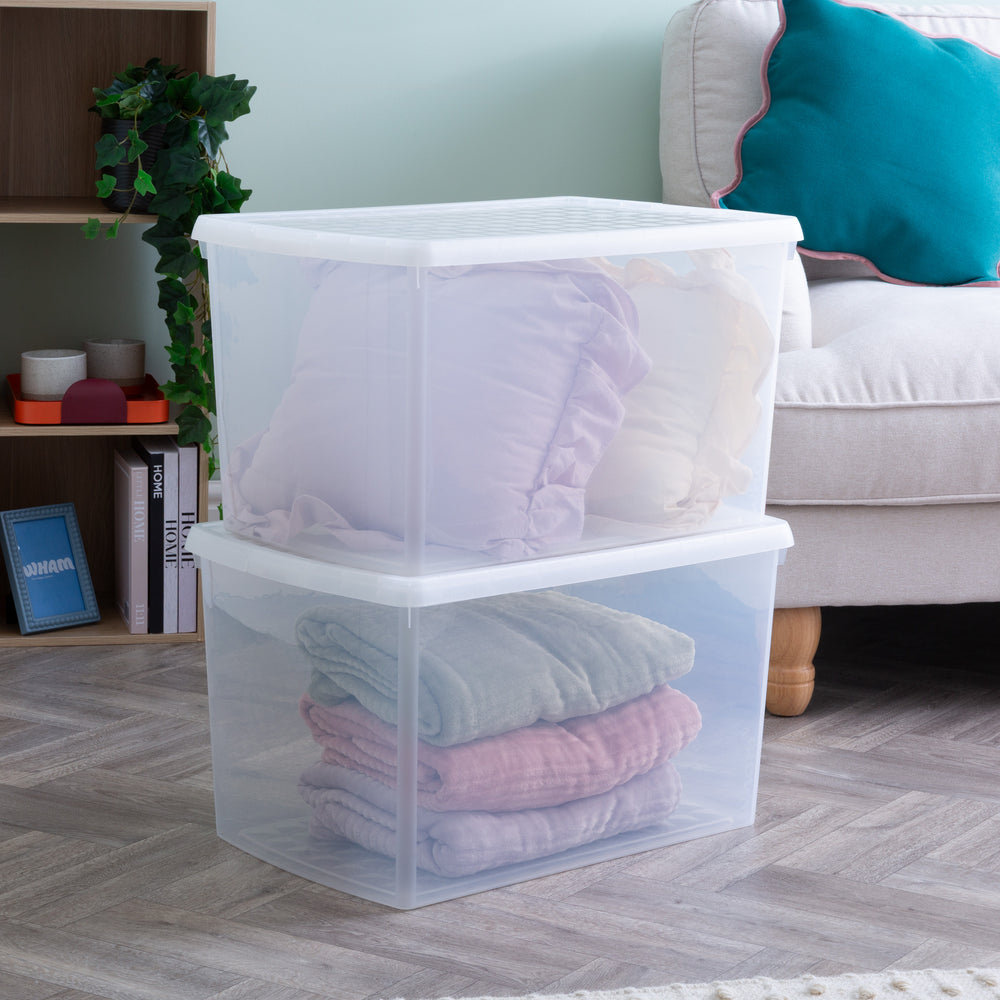 Wham Clip Pack of 3 x 62L Plastic Storage Boxes with Lid - 13.02-Wham-Plastic Box Shop
