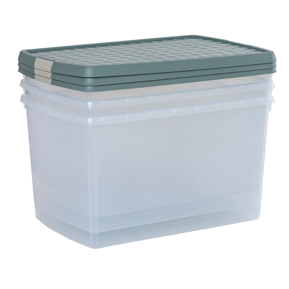 Wham Clip Pack of 3 x 62L Plastic Storage Boxes with Lid - 13.02-Wham-Plastic Box Shop