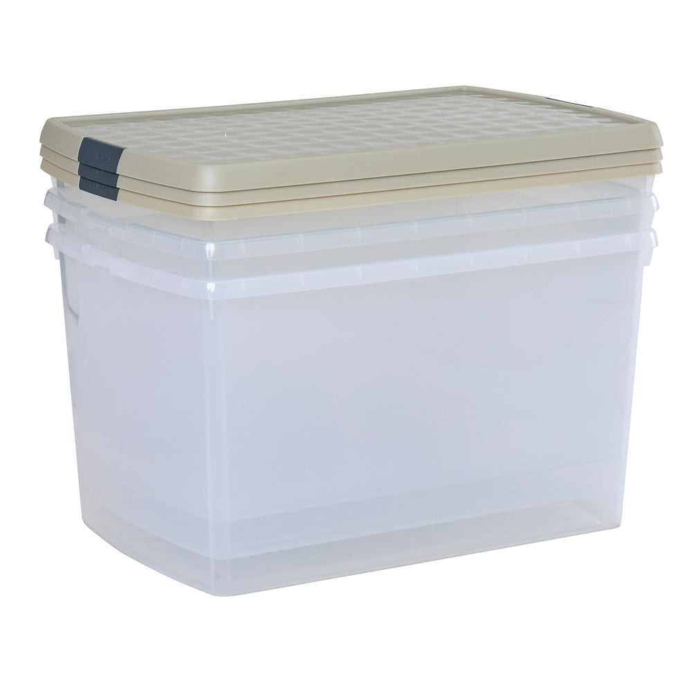 Wham Clip Pack of 3 x 62L Plastic Storage Boxes with Lid - 13.02-Wham-Plastic Box Shop