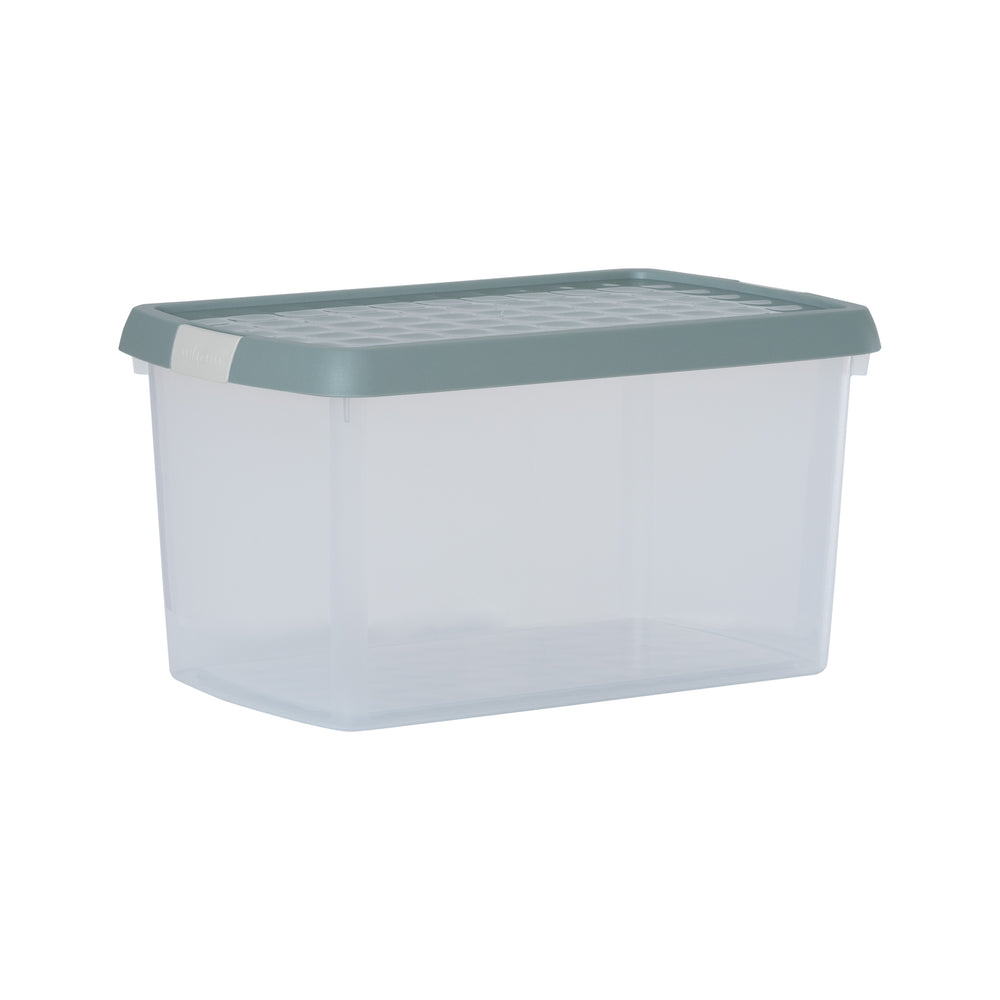 14 Litre Rectangular Wham Clip Box with Lid 6.03-Wham-Clear and Green Milieu-WMCL14RGM-Plastic Box Shop