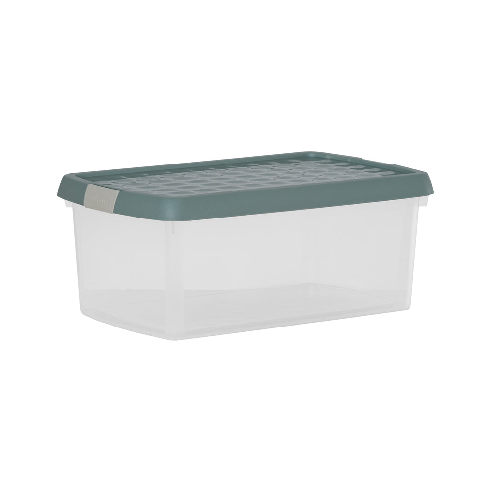 Wham Clip Pack of 3 x 10.5 Litre Plastic Boxes with Lid - 6.02-Wham-Clear and Green Milieu-WMCL10.5P3GM-Plastic Box Shop