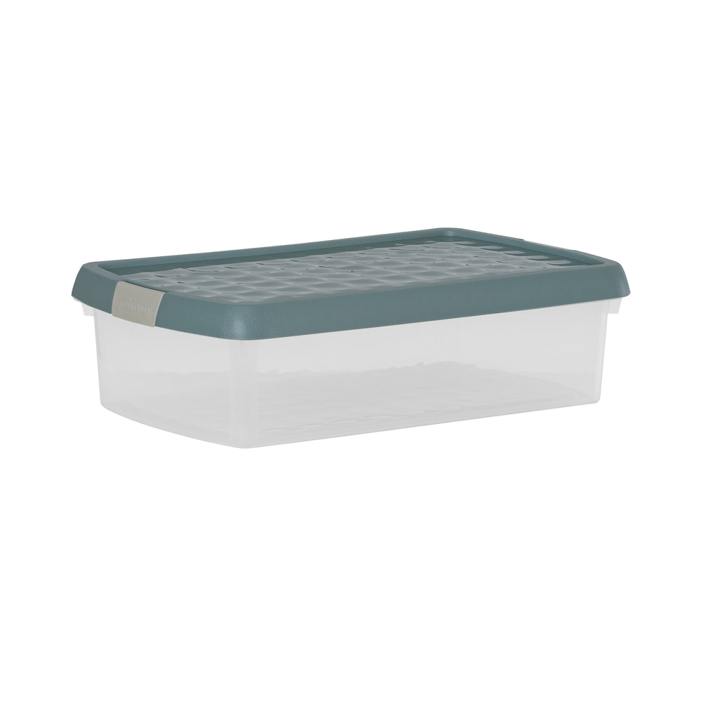 7 Litre Wham Clip Plastic Storage Box with Lid 6.01-Wham-Clear and Green Milieu-WMCL7GM-Plastic Box Shop