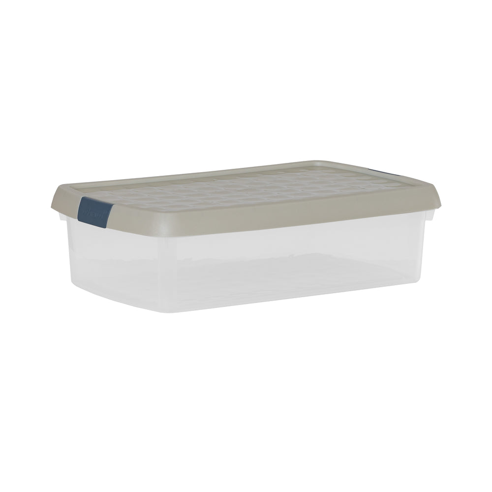7 Litre Wham Clip Plastic Storage Box with Lid 6.01-Wham-Clear and Stone-WMCL7ST-Plastic Box Shop