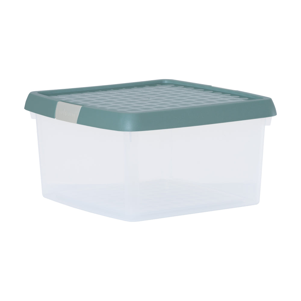 9 Litre Wham Clip Plastic Storage Box with Lid 9.01-Wham-Clear and Green Milieu-WMCL9GM-Plastic Box Shop