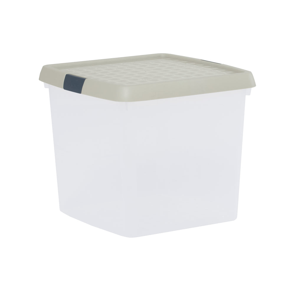14 Litre Wham Clip Square Storage Box with Lid 9.02-Wham-Clear and Stone-WMCL14ST-Plastic Box Shop