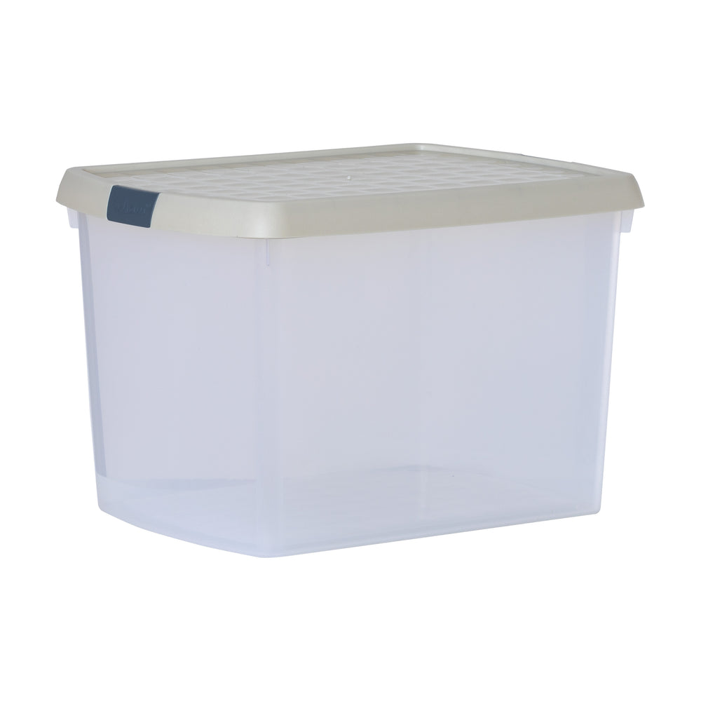 21.5 Litre Wham Clip Plastic Storage Box with Lid 8.02-Wham-Clear and Stone-WMCL21.5ST-Plastic Box Shop
