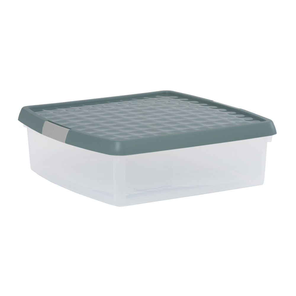 13.2 Litre Clear Plastic Storage Box with Clip Lid – Wham Clip-Wham-Clear and Green Milieu-WMCL13.2GM-Plastic Box Shop