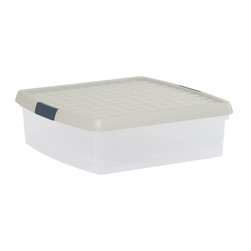 13.2 Litre Clear Plastic Storage Box with Clip Lid – Wham Clip-Wham-Clear and Stone-WMCL13.2ST-Plastic Box Shop