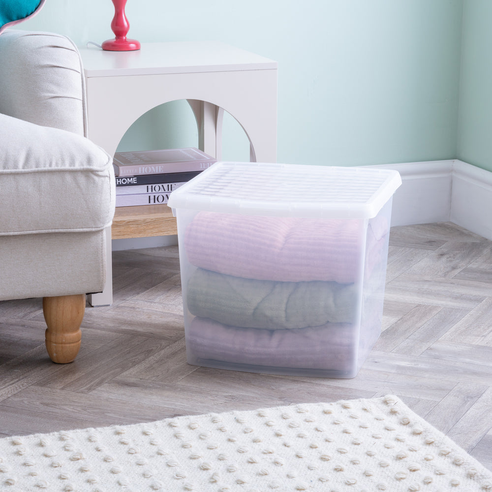 37 Litre Wham Clip Square Plastic Storage Box with Lid 10.03 - Great for 12'' Vinyl Records-Wham-Plastic Box Shop