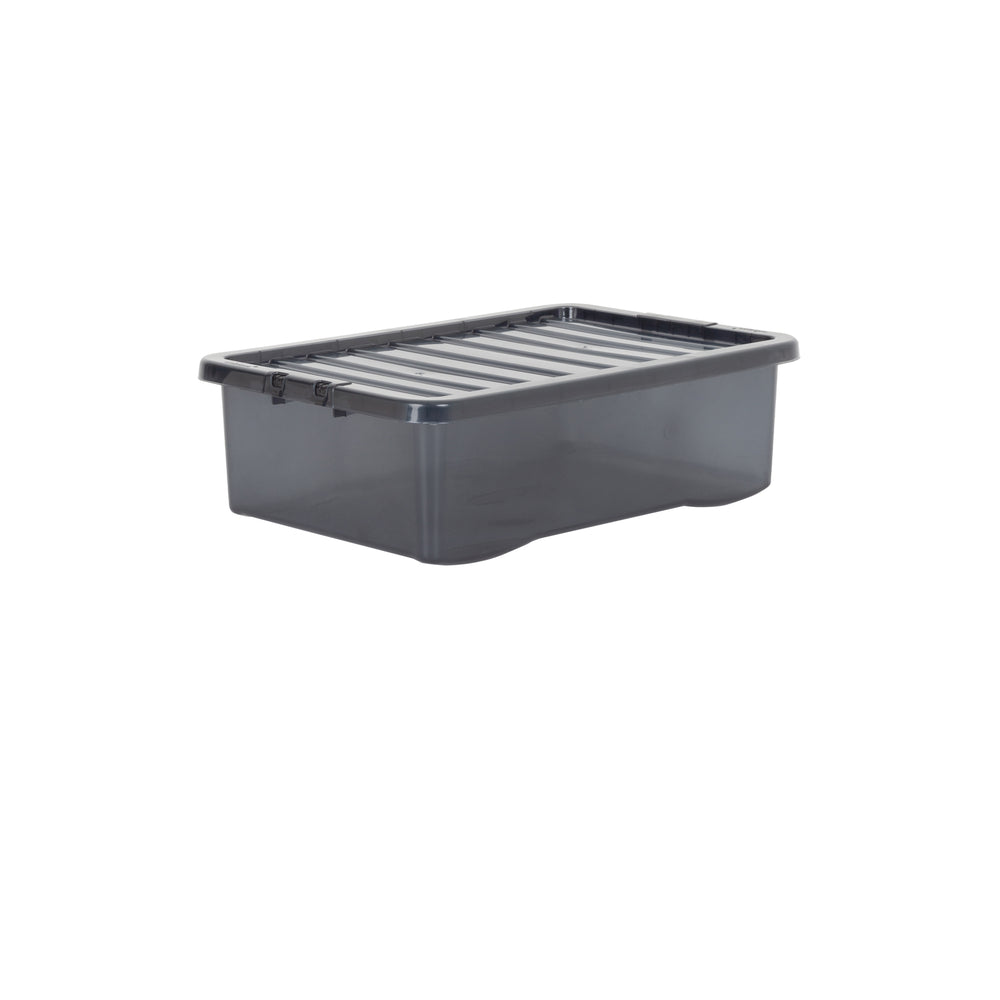 Pallet of 100 x 32L Crystal Underbed Plastic Storage Boxes with Lids-Wham-Smoke-WM32P100SM-Plastic Box Shop