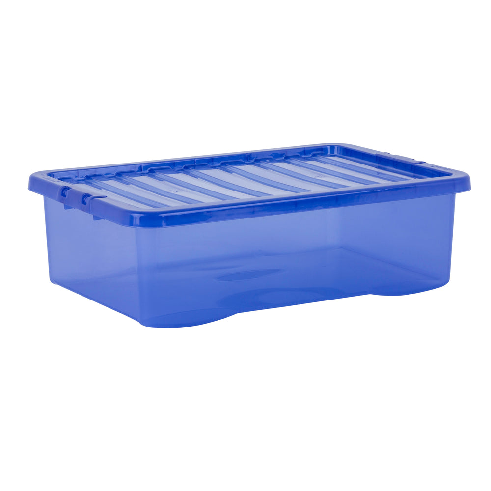 Pallet of 100 x 32L Crystal Underbed Plastic Storage Boxes with Lids-Wham-Spectrum Blue-WM32P100SB-Plastic Box Shop