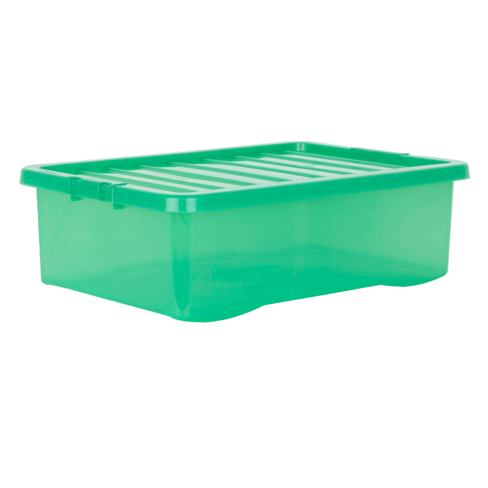 Pallet of 100 x 32L Crystal Underbed Plastic Storage Boxes with Lids-Wham-Leprechaun Green-WM32P100LG-Plastic Box Shop