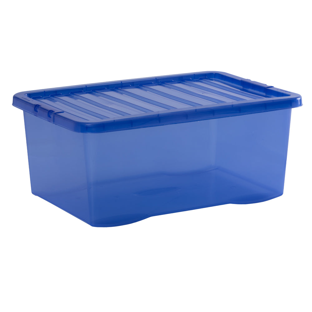Pallet of 100 x 45L Crystal Plastic Boxes with Lids-Wham-Spectrum Blue-WM45P100SB-Plastic Box Shop