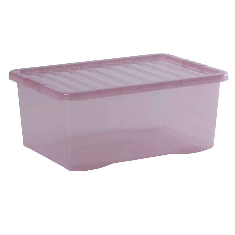 Pallet of 100 x 45L Crystal Plastic Boxes with Lids-Wham-Dusky Orchid-WM45P100DO-Plastic Box Shop