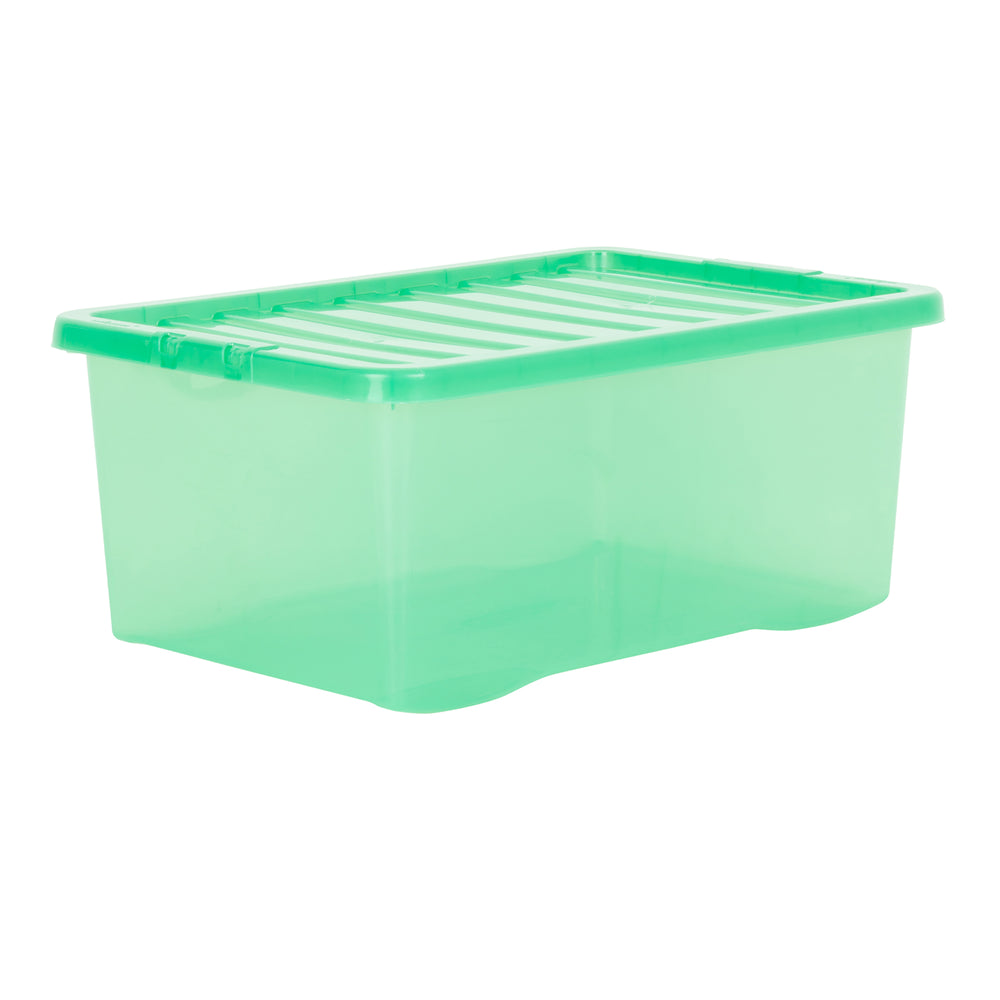 Pallet of 100 x 45L Crystal Plastic Boxes with Lids-Wham-Leprechaun Green-WM45P100LG-Plastic Box Shop