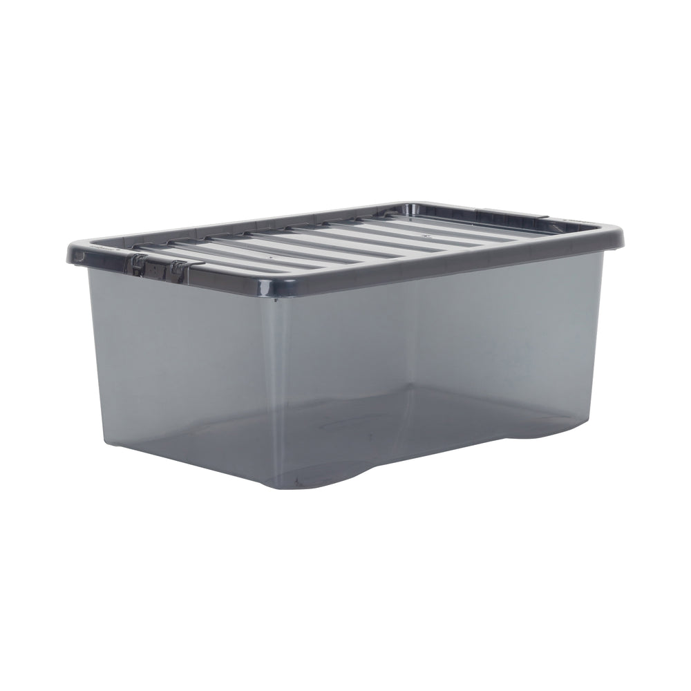 Pallet of 100 x 45L Crystal Plastic Boxes with Lids-Wham-Smoke-WM45P100SM-Plastic Box Shop