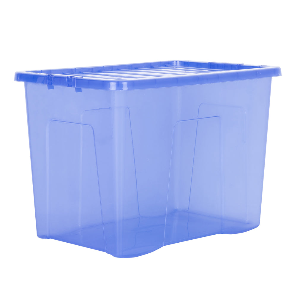 Wham Crystal Pack of 4 x 80L Plastic Storage Boxes with Lids-Wham-Spectrum Blue-WM80P4SB-Plastic Box Shop