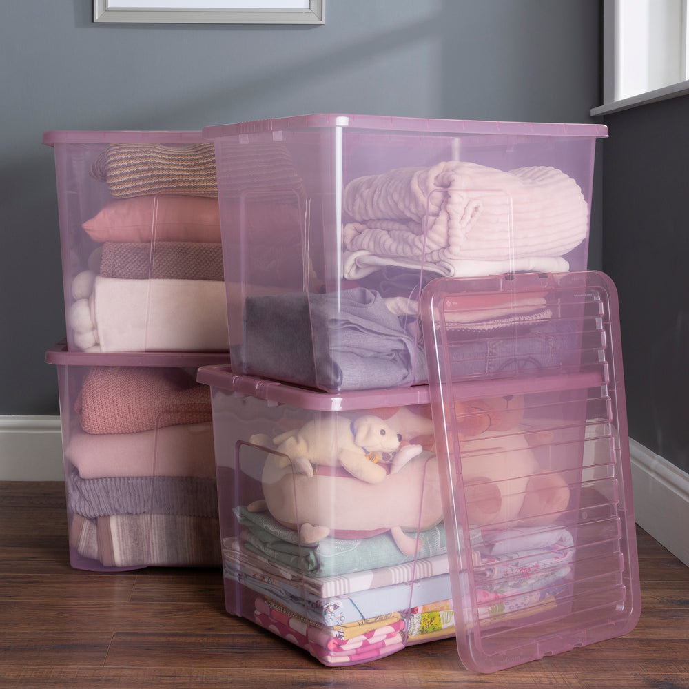 Wham Crystal Pack of 4 x 80L Plastic Storage Boxes with Lids-Wham-Plastic Box Shop