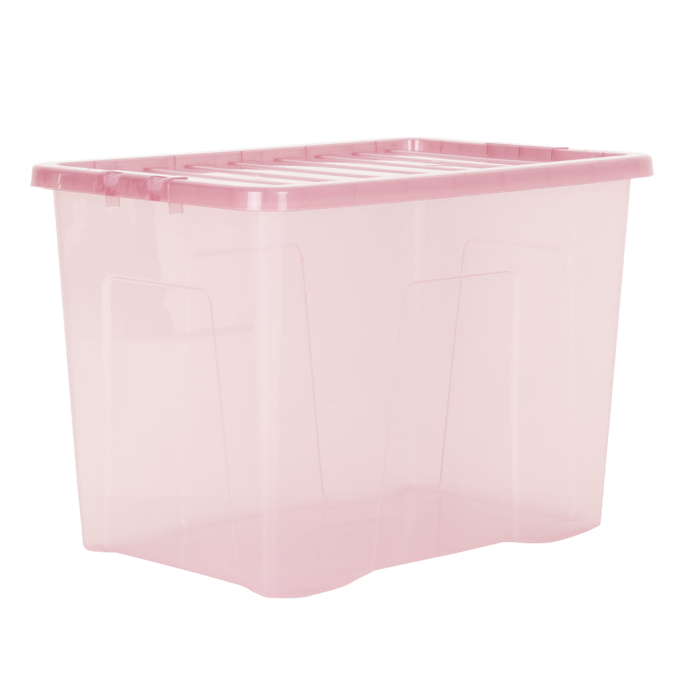 Wham Crystal Pack of 4 x 80L Plastic Storage Boxes with Lids-Wham-Dusky Orchid-WM80P4DO-Plastic Box Shop