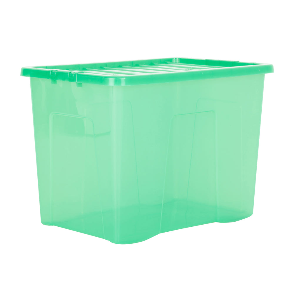 Wham Crystal Pack of 3 x 80L Plastic Storage Boxes with Lids-Wham-Leprechaun Green-WM80P3LG-Plastic Box Shop