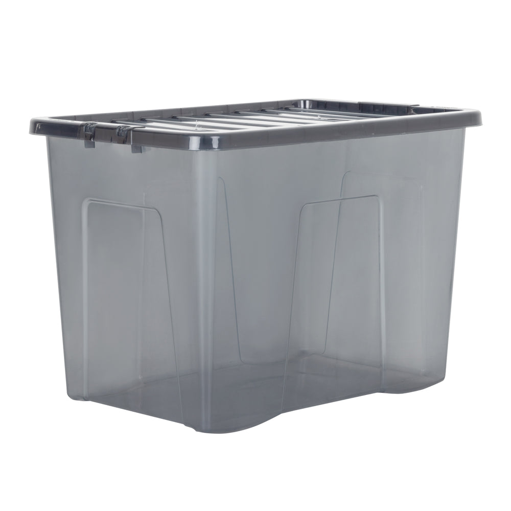 Wham Crystal Pack of 4 x 80L Plastic Storage Boxes with Lids-Wham-Smoke-WM80P4SM-Plastic Box Shop