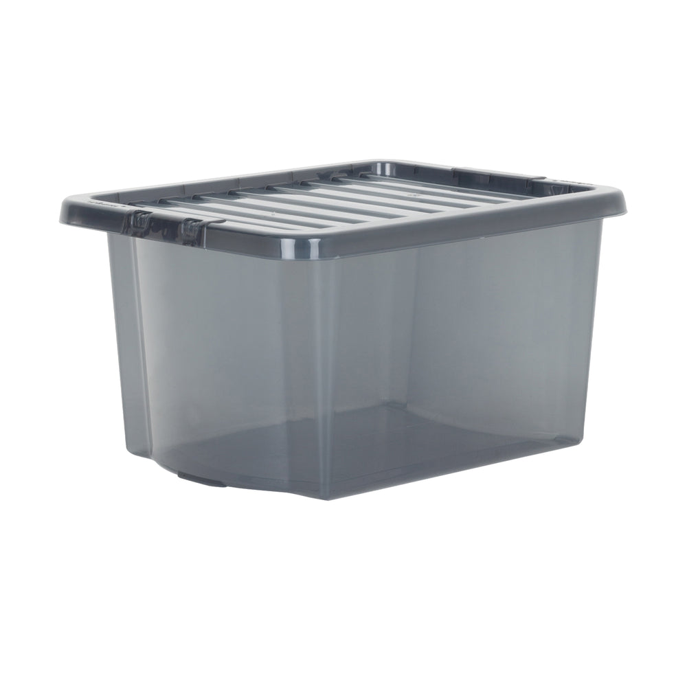 Wham Crystal Pack of 5 x 28L Underbed Plastic Storage Boxes with Lids-Wham-Smoke-WM30P5SM-Plastic Box Shop