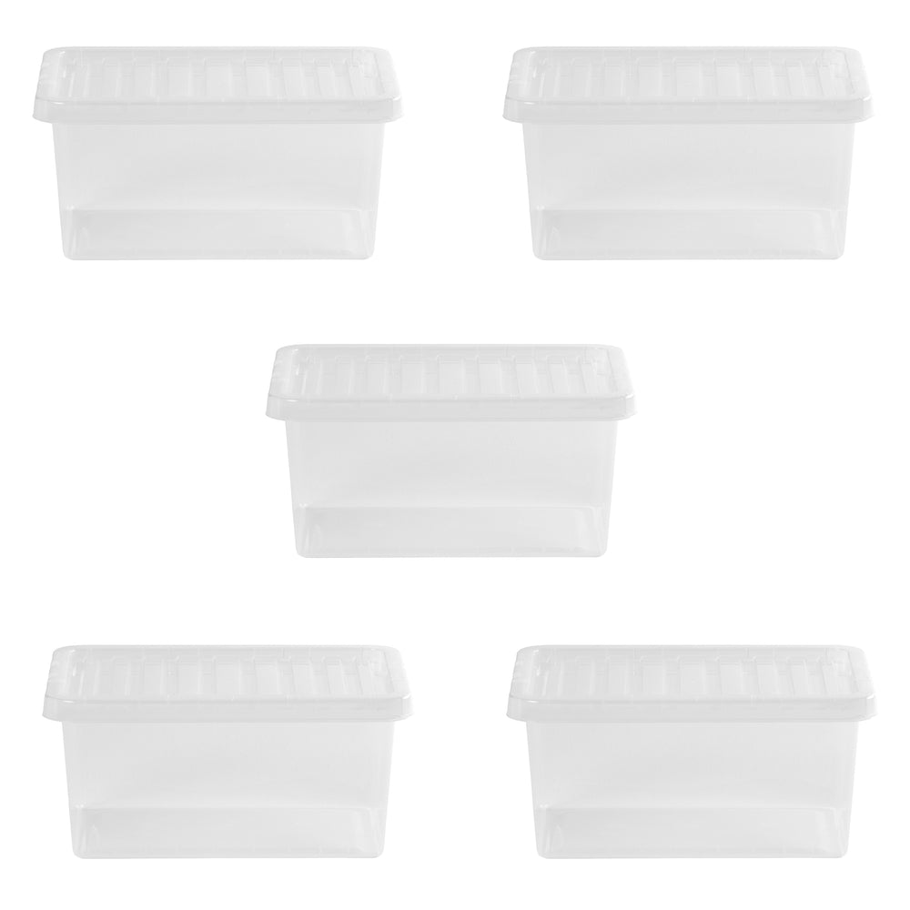 Wham Crystal Pack of 5 x 11L Plastic Storage Boxes with Lids-Wham-Plastic Box Shop