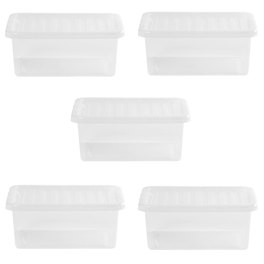 Wham Crystal Pack of 5 x 17L Plastic Storage Boxes with Lids-Wham-Plastic Box Shop