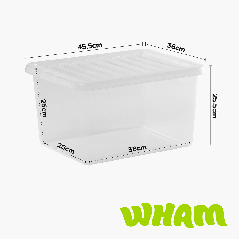 Wham Crystal Pack of 5 x 31L Plastic Storage Boxes with Lids-Wham-Plastic Box Shop
