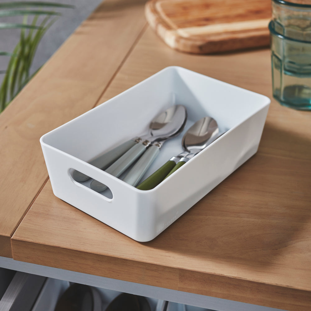 20cm White Rectangle Plastic Storage Basket – Wham Studio-Wham-Plastic Box Shop