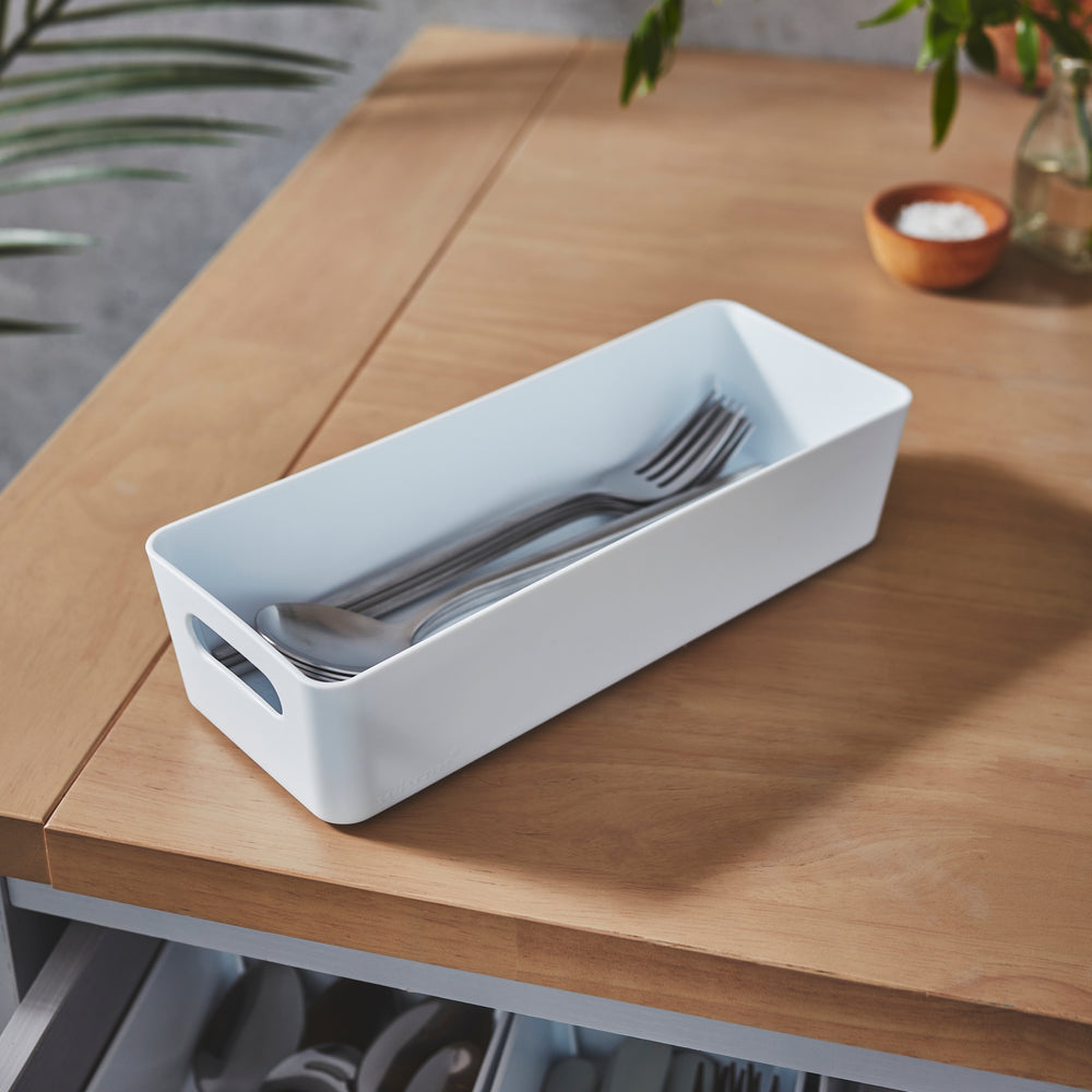 25cm White Rectangle Plastic Storage Basket – Wham Studio-Wham-Plastic Box Shop