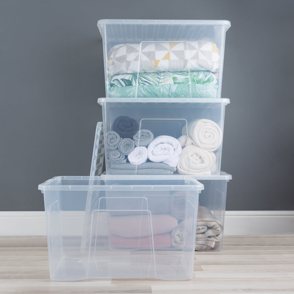 Wham Crystal Pallet Deal 90 x 102 Litre Plastic Storage Boxes with Lids - Stackable & Nestable - Clear-Wham-Plastic Box Shop