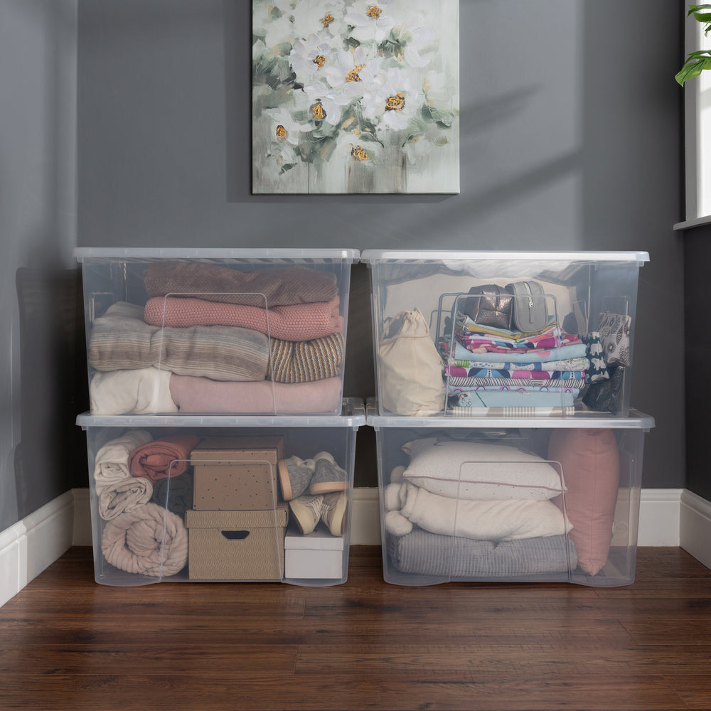 Wham Crystal Pallet Deal 90 x 102 Litre Plastic Storage Boxes with Lids - Stackable & Nestable - Clear-Wham-Plastic Box Shop