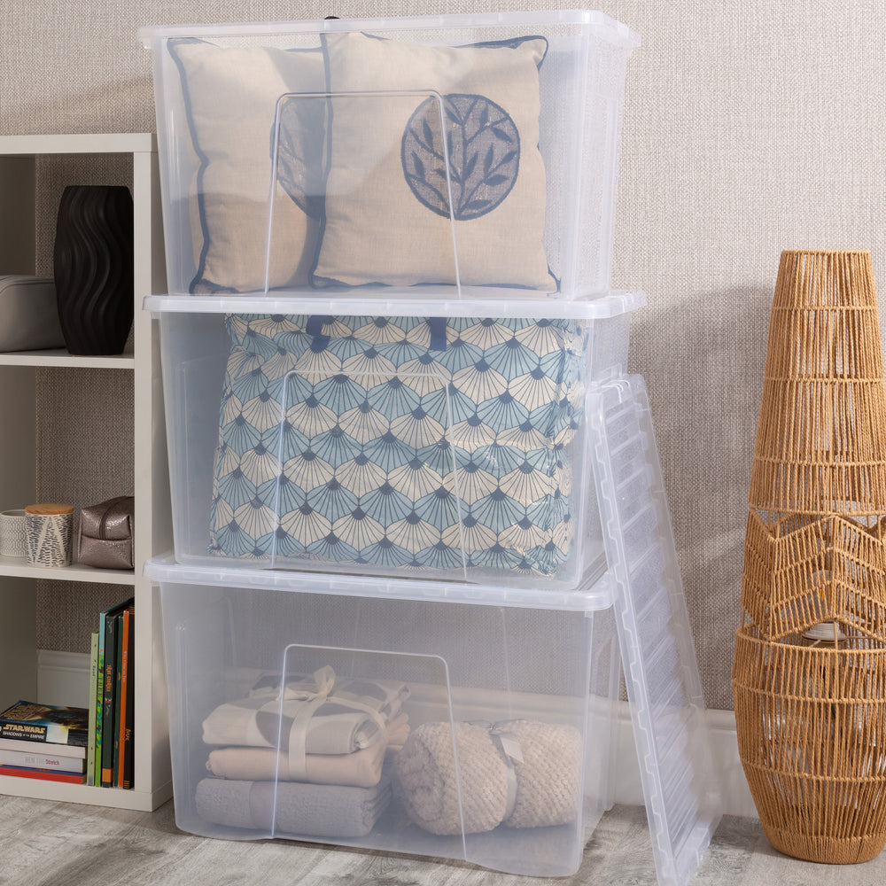 Wham Crystal Pack of 3 x 102L Plastic Storage Boxes with Lids-Wham-Plastic Box Shop