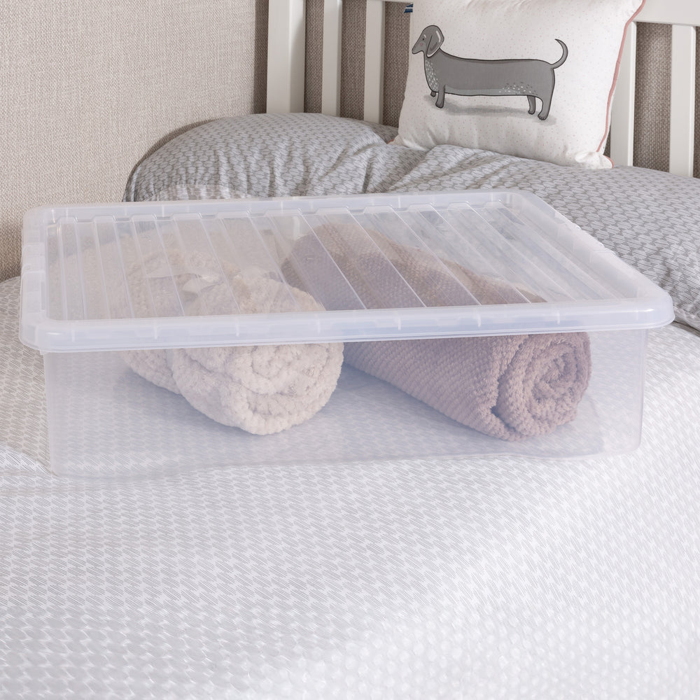 Wham Crystal Pack of 3 x 46L Underbed Plastic Storage Boxes with Lids-Wham-Plastic Box Shop