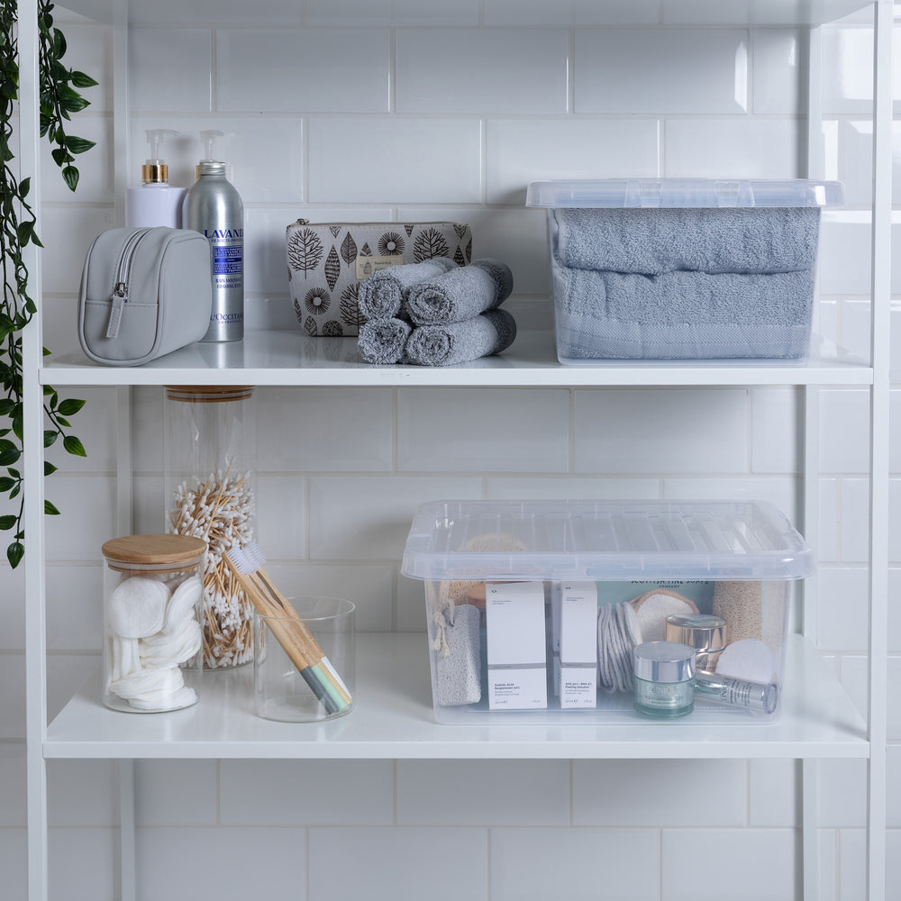 Wham Crystal Pallet Deal 500 x 14 Litre Plastic Storage Boxes with Lids - Stackable & Nestable - Clear-Wham-Plastic Box Shop