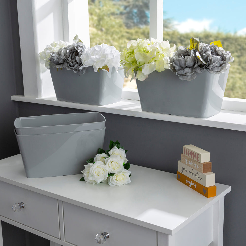 Studio 30cm High Gloss Rectangular Indoor Plastic Planter-Wham-Plastic Box Shop