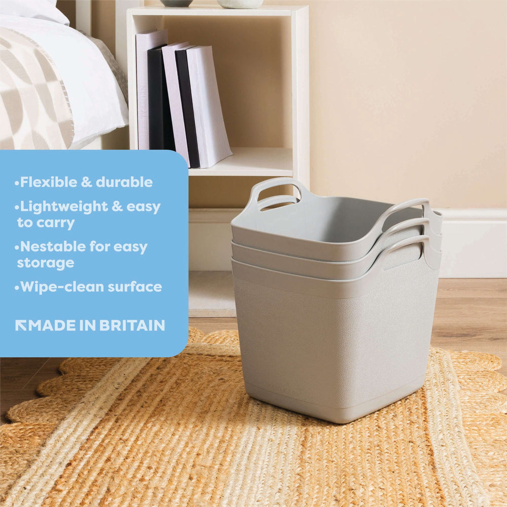 Small 15 Litre Square Flexi Tub - Cool Grey (29302)-Wham-Plastic Box Shop