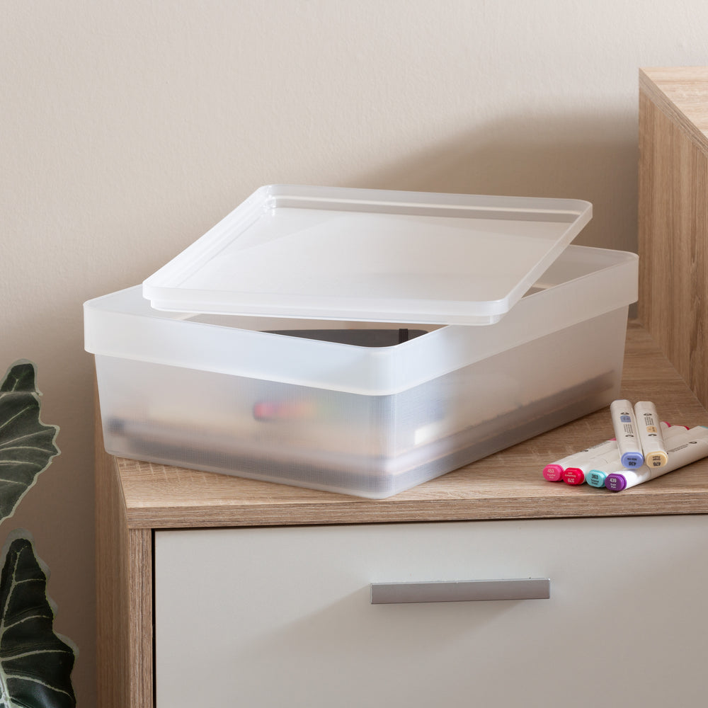 2.02 Studio Stack A4 Box & Lid Shallow - Clear-Wham-Plastic Box Shop